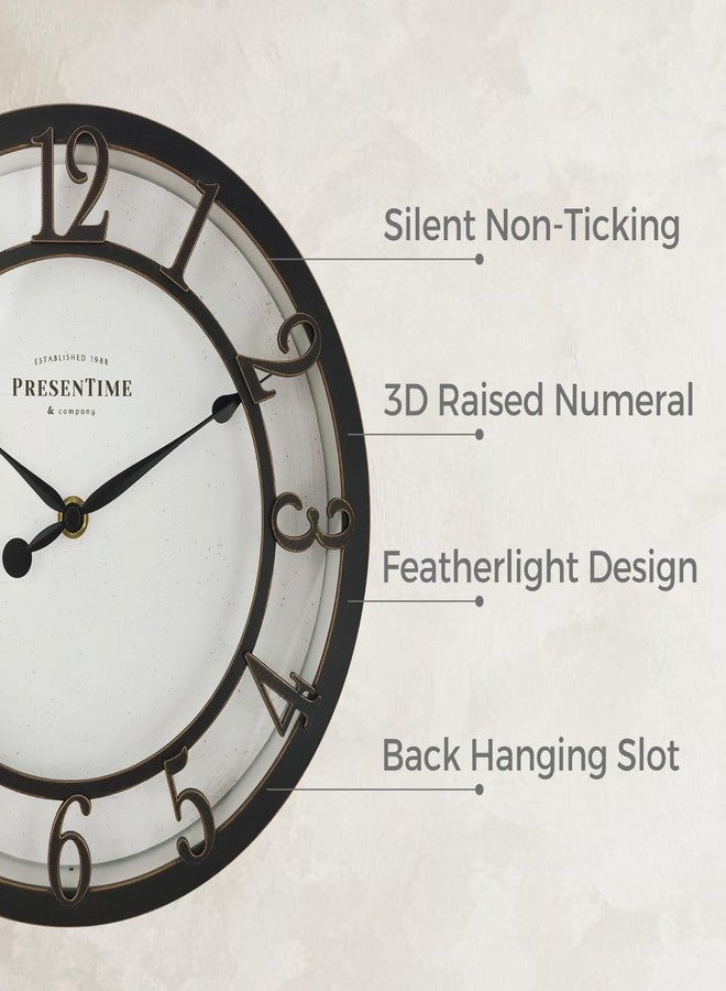 Presentime & Co 10" Farmhouse Series Wall Clock, Vintage Style, Retro Clock, Silent no Ticking, Oil Rubbed Bronze Finish - Image 2