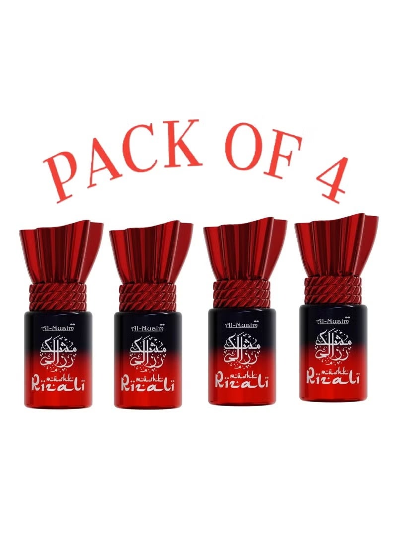 أل نواعم عطر المسك الريزالي من سلسلة النعيم تحفة، زيت عطري رول أون، 6 مل، عبوة من 4 قطع | عطر شرقي مسك يدوم طويلاً، خالٍ من الكحول، للرجال والنساء - Image 1