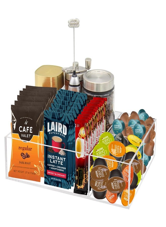 Watpot Coffee Station Organizer for Countertop, Coffee Bar Organizers Caddy for Sugar Packet, Tea Bags, Clear - Image 1
