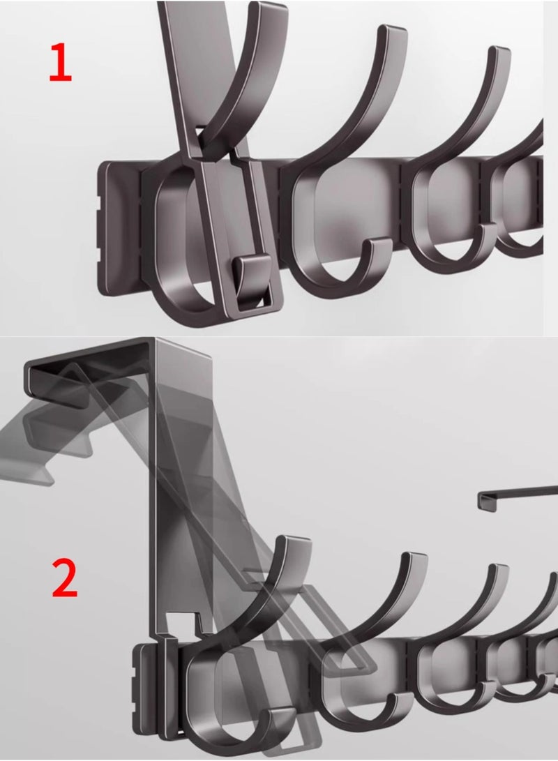 Door hooks, non-perforating bathroom hooks, bedroom storage hooks, clothing hooks, wall hooks, made of thickened space aluminum material, a total of 14 hooks. - Image 2