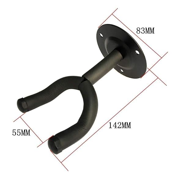 INEFABLE Guitar Wall Mount Holder Hook Stand for Acoustic Universal Size Display Bracket - Black - Pack of 1 - Image 5