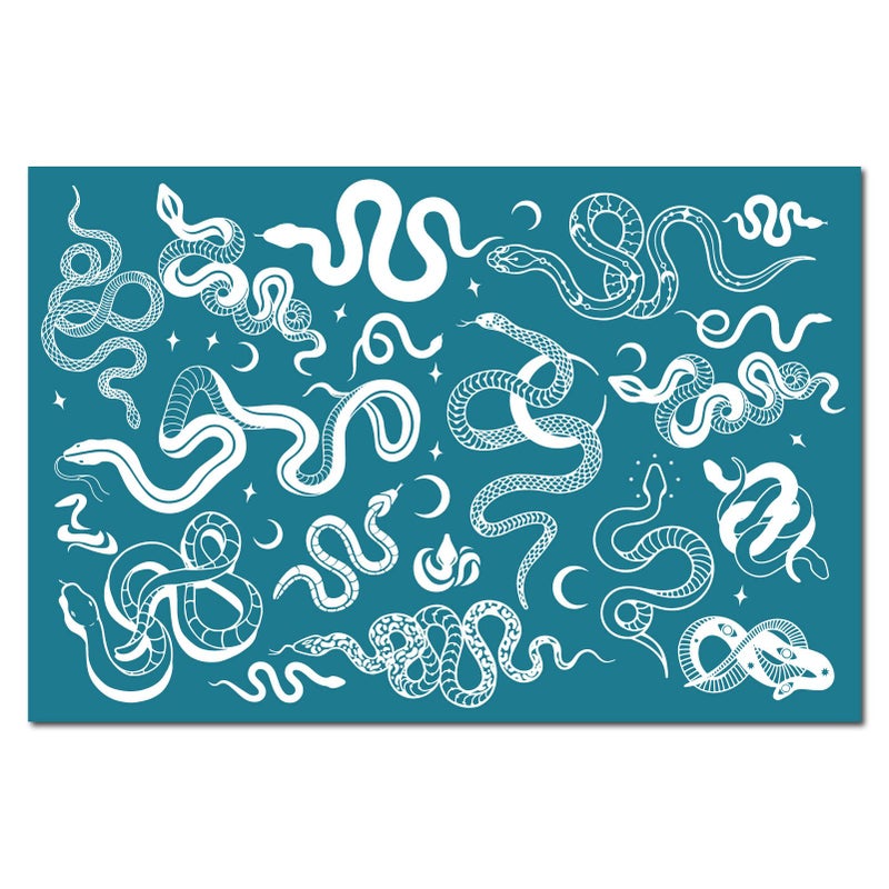 CREATCABIN Silk Screen Stencils for Polymer Clay Reusable Silkscreen Print Kit Printing DIY Art for Earring Jewelry Making Wood Fabric Wall TShirt Paper 59 x 39 InchSnake Pattern