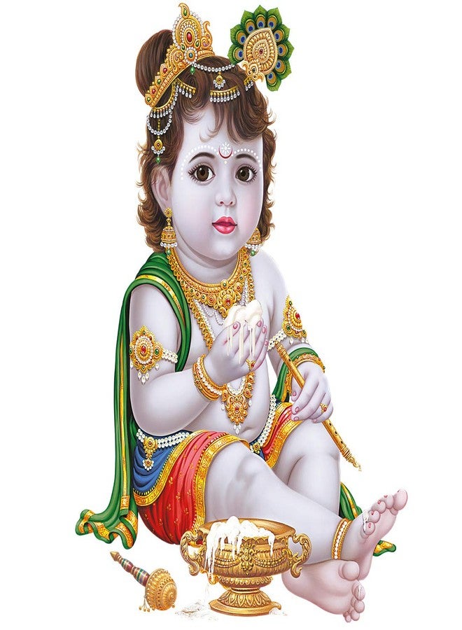 Rangoli Baby Krishna Combo Modern Art 200 Vinyl Large Wall Sticker- 50cm or 70cm cm, Pack of 2 - Image 1