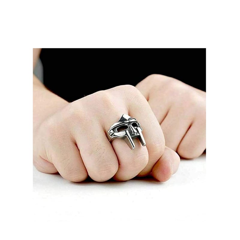 Zikra 1/2 Pcs Doom Mask Ring - Size 7-14, Egyptian Pharaoh Ring, Viking Men's Rings, Vintage Biker Ring, Punk Gladiator Style Stainless Steel Ring Silver Male Ring Jewelry Accessory - Image 3