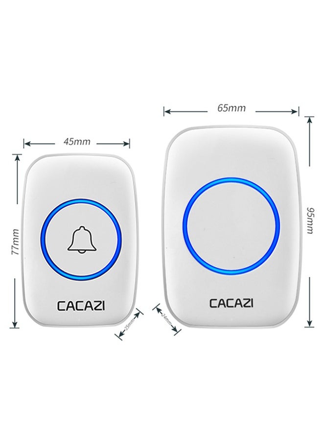 CACAZI Waterproof Wireless Doorbell with UK Plug, LED Flash, Over 1000 Feet Range, 60 Sounds and 5 Levels of Volume, Cordless Doorbell for Home, Office, Apartment, Hotel, Warehouse and Anti-Theft, White  - Image 2