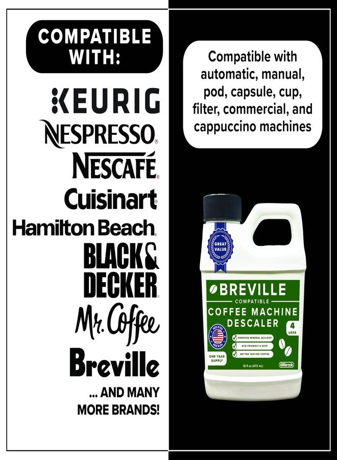 Tillbrook Breville Espresso Machine Compatible Descaler - 1 YEAR SUPPLY - Concentrated Descaler for Breville - 16 oz Coffee Maker Cleaner for Breville, Nespresso, Delonghi, Espresso Machine - 4 Uses - Image 3