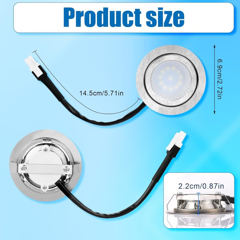 Extractor Hood LED Light - 12V DC Embedded Stainless Steel Light Sleek Silver & Black Finish for Modern Kitchen Extractor Hood Replacement - Image 3