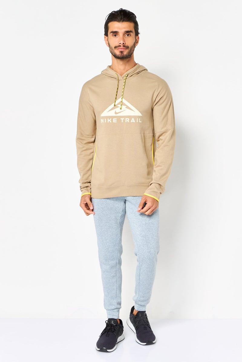 Nike Men Dri-Fit Long Sleeve Running Hoodie, Tan - Image 3