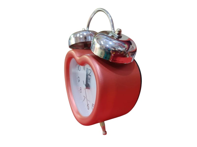 Heart Shaped Metallic Orange Vintage Twin Bell Analog Table Alarm Clock with Night Led Light Heavy Slippers Extra Loud Alarm Clock NonTicking Quartz Metal Frame Body Battery Powered 12cm45cm JGS - Image 3