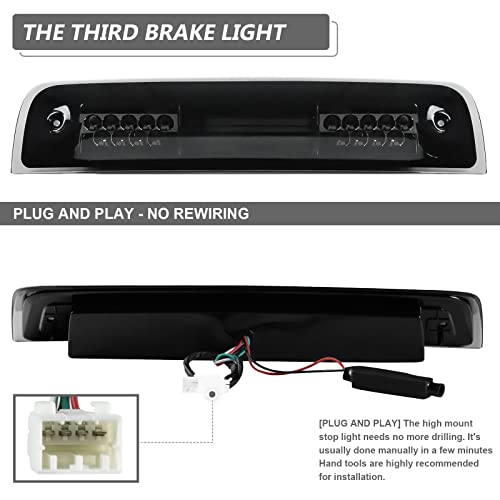 Gubebaili Third 3rd Brake Light Fit for Dodge Ram 1500 2009-2017,Ram 2500 3500 2010-2017, Cargo Light LED High Mount Stop Light with Gasket, Smoke Lens - Image 4