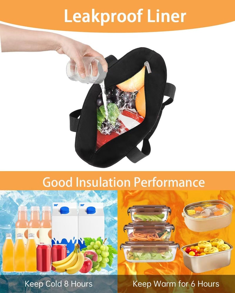 GLENKEY Insulated Lunch Bag Tote Lunch Box - Large Leakproof Cooler Bags for Adults - Soft Lunchbox for Women Work Shift Outdoor Travel Black 8L - Image 4