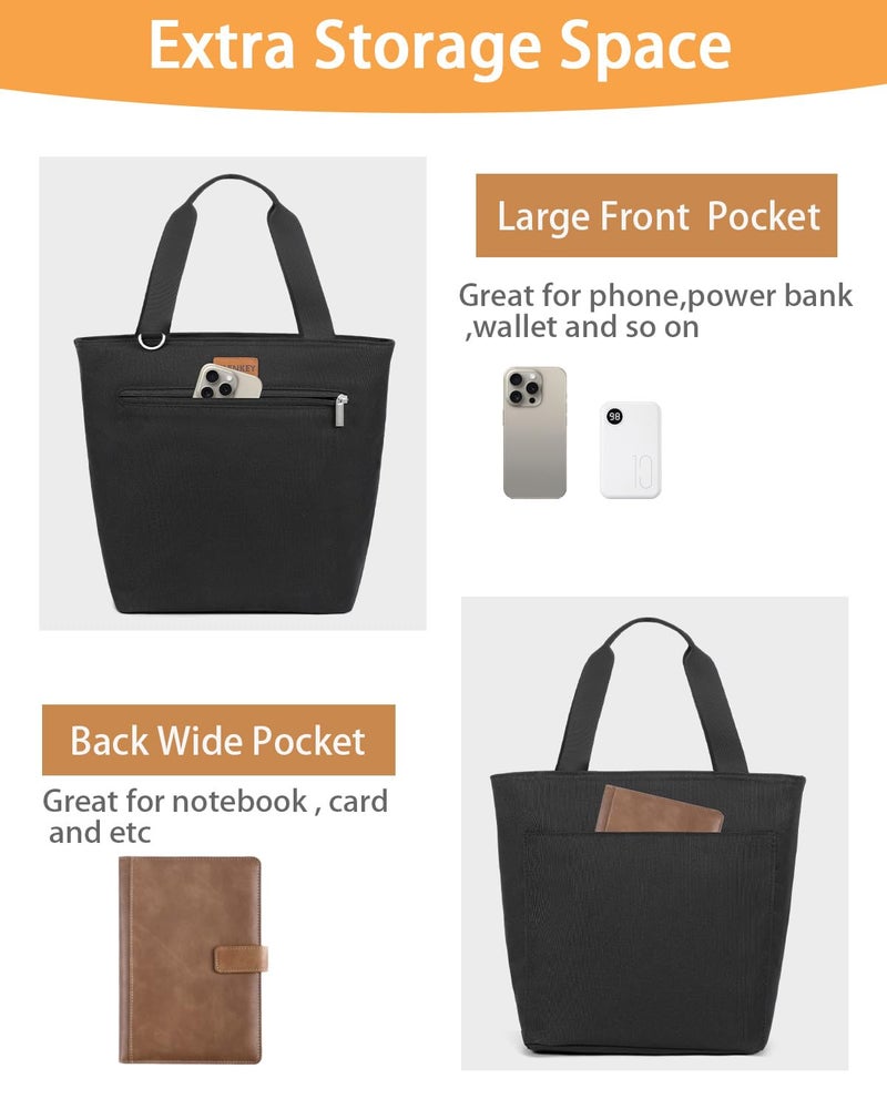 GLENKEY Insulated Lunch Bag Tote Lunch Box - Large Leakproof Cooler Bags for Adults - Soft Lunchbox for Women Work Shift Outdoor Travel Black 8L - Image 2