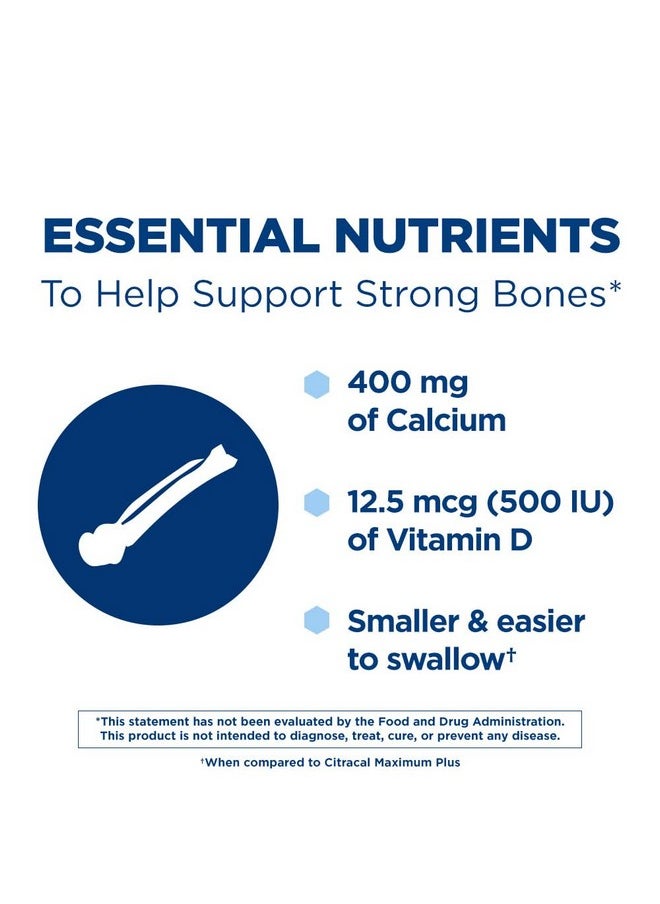 CITRACAL - Citracal Petites, 400 mg Calcium Citrate, Easily Absorbed and Highly Soluble with 12.5 mcg (500 IU) Vitamin D3, Bone Health Support for Ages 12+, Smaller and Easier to Swallow Caplets, 200 Count - Image 1
