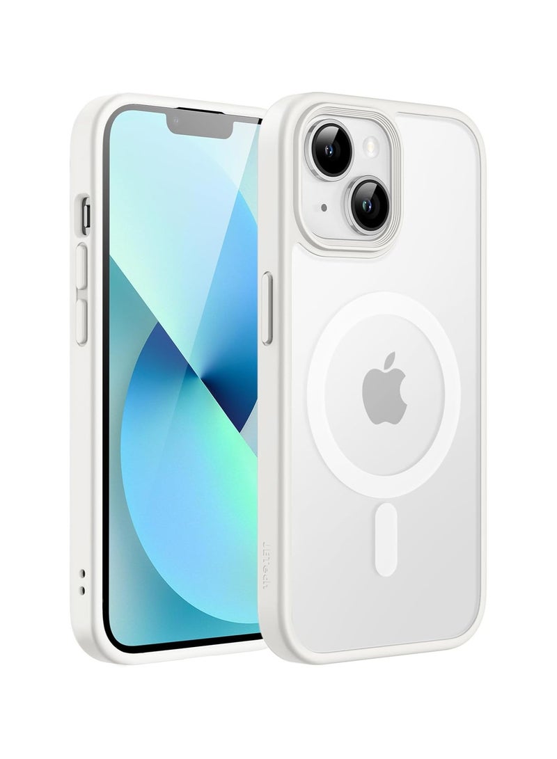 أكاليكس جراب مغناطيسي لهاتف iPhone 13 and iPhone 14 [مقاوم للصدمات ونحيف]، غطاء خلفي صلب غير لامع مع حماية عالية الجودة |أبيض - Image 1