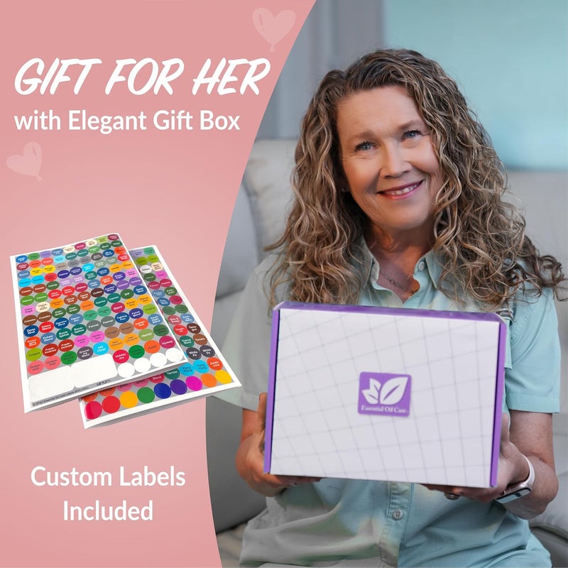 GPG2 Essential Oil Organizer for 35 Bottles, Hard Shell Storage Case with Shelf Display Lid & Travel Handle, Fits 5ml/10ml/15ml, Roller Bottles, Compatible with Top Brands, Lavender - Image 5