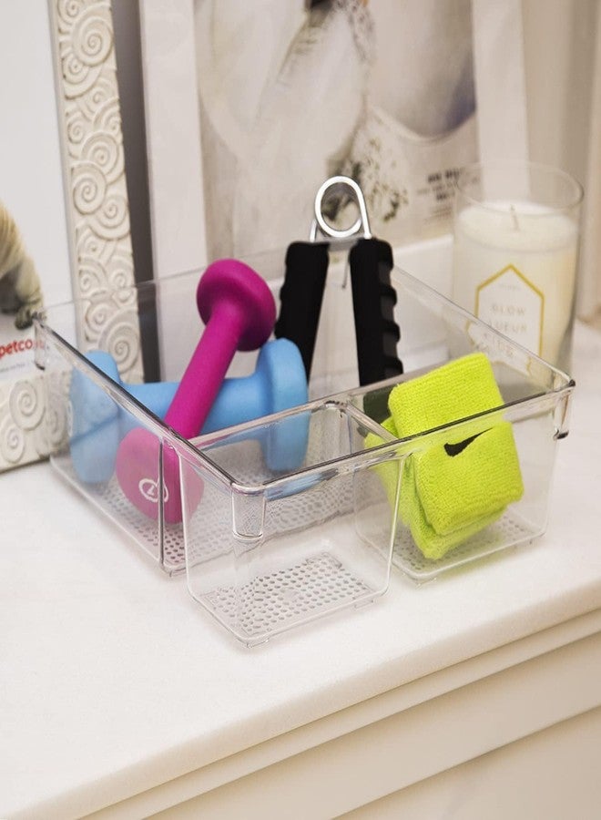 DIKPUL GROUP Dikpul Clear Desk Drawer Organizer Tray with 3 Compartments – Plastic Storage Bin for Bathroom, Vanity, Makeup, Kitchen Utensils, Office Supplies & Dresser Organization - Image 3