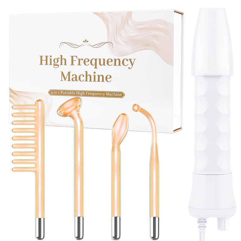 Uaike High Frequency Facial Wand - Uaike Orange Portable Handheld High Frequency Facial Machine - with 4 Pcs Orange Glass Tubes - at Home Skin Face Wand Device - Image 1