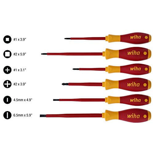 Wiha 35890 Insulated Slotted Phillips and Square Screwdriver Set, 6-Piece - Image 2