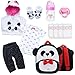 Pedolltree 11 Pcs Set Reborn Baby Dolls Clothes Girl Panda Outfit Accessories for 1719 Inch Reborn Doll Newborn Girl with Panda BackpackDiaper - Image 2