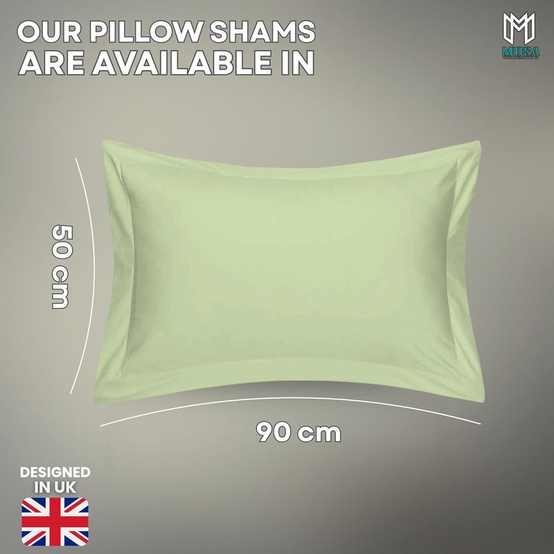 MUSA MUSA® Cotton Pillow Cover Shams - Washable Pillowcases for Sofa Cushions, Bedrooms & Dorm Decor | Hotel Quality Pillow Covers with Envelope Closure & 5cm Side Frame (2, Sage Green, 50 x 90cm) - Image 2