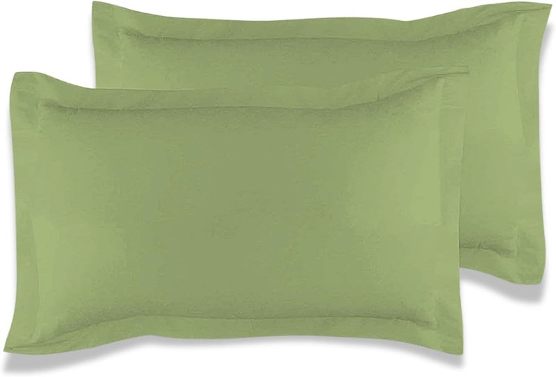 MUSA MUSA® Cotton Pillow Cover Shams - Washable Pillowcases for Sofa Cushions, Bedrooms & Dorm Decor | Hotel Quality Pillow Covers with Envelope Closure & 5cm Side Frame (2, Sage Green, 50 x 90cm) - Image 1