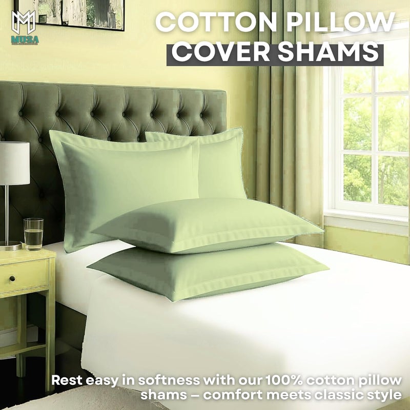 MUSA MUSA® Cotton Pillow Cover Shams - Washable Pillowcases for Sofa Cushions, Bedrooms & Dorm Decor | Hotel Quality Pillow Covers with Envelope Closure & 5cm Side Frame (2, Sage Green, 50 x 90cm) - Image 3