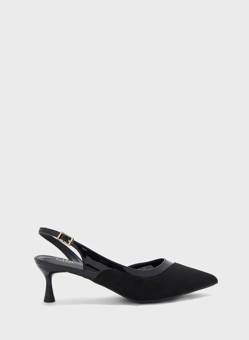 ELLA Suede Panel Sling Back Pump