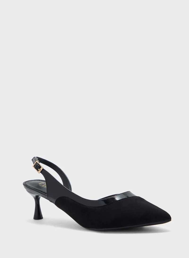 ELLA Suede Panel Sling Back Pump
