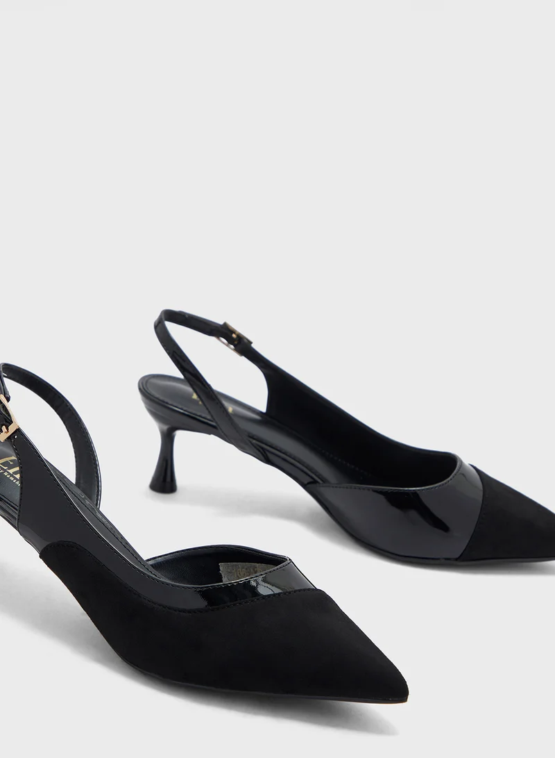 ELLA Suede Panel Sling Back Pump