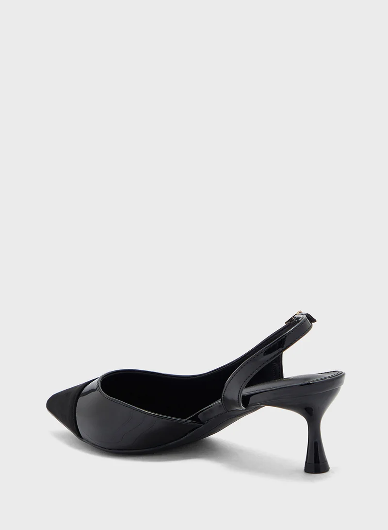 ELLA Suede Panel Sling Back Pump