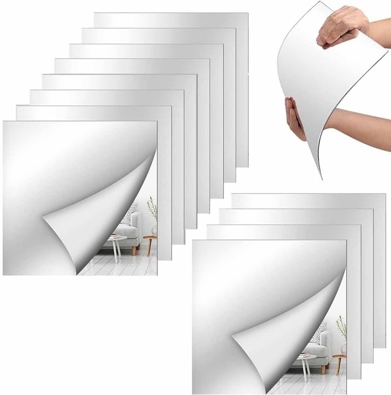 LUDEOU Full Body Mirror Tiles for Full Length, 12PCS 14 x12 inch Acrylic Wall Mirrors Square Large Wall Mirror for Table Centerpieces, Wedding Centerpieces, Bedroom, Gym Frameless Door Mirrors Wall Decor - Image 1