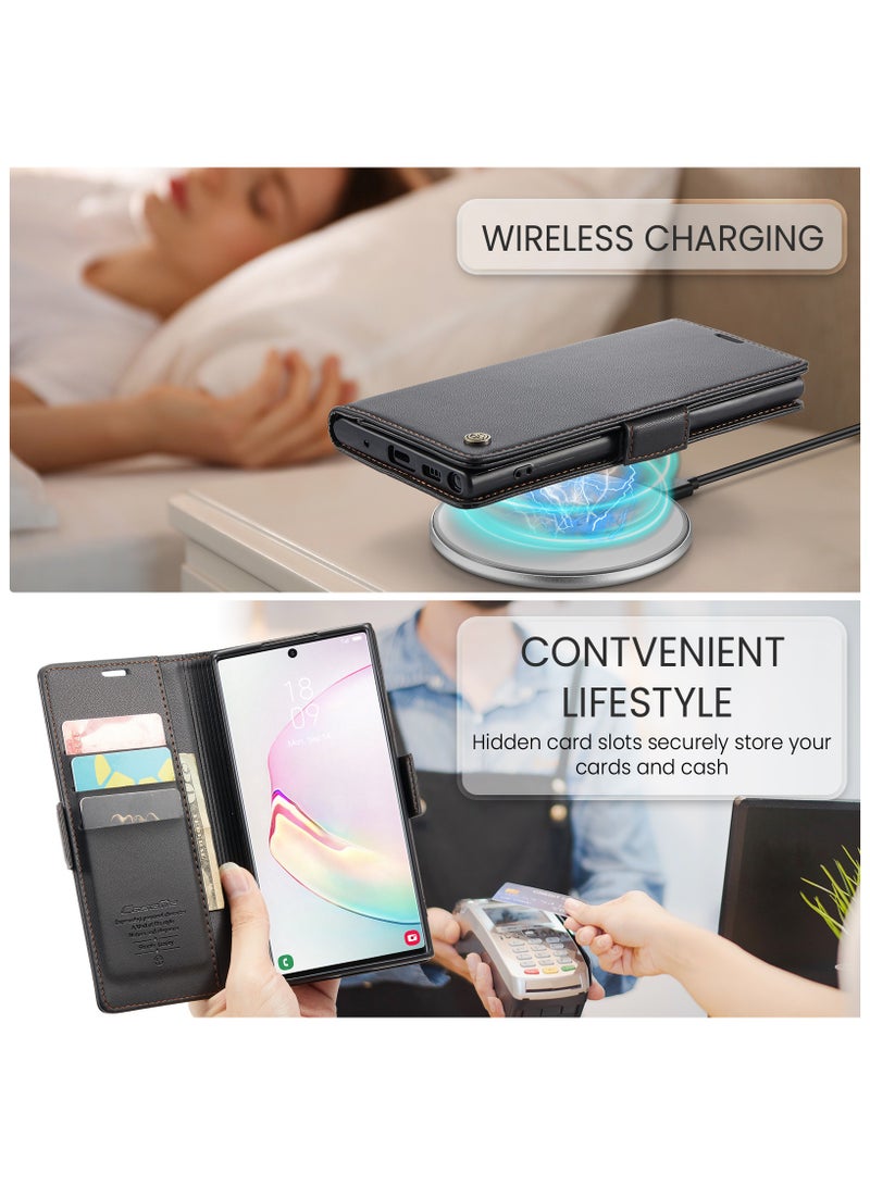 CaseMe Phone Case for Samsung Galaxy A20 / A30 Anti-scratch Leather Kickstand Card Slot Money Pocket Black - Image 5