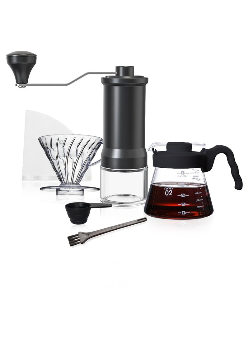 شويوين طقم ماكينة تحضير القهوة V60 مقاس 02، طقم تحضير بالتنقيط 5 قطع، يحتوي على قطع لتقطير وتصفية القهوة، مجموعة أدوات احترافية لصب القهوة يدويًا متخصصة باريستا 5 في 1 - Image 2