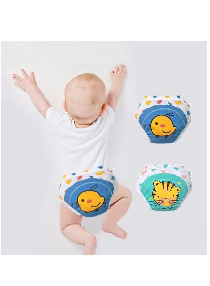 2 Piece Potty Training Underwear, 6 Layers Breathable Cotton Absorbent Trainer Pants for Toddler Baby Boys Girls Waterproof - Image 1