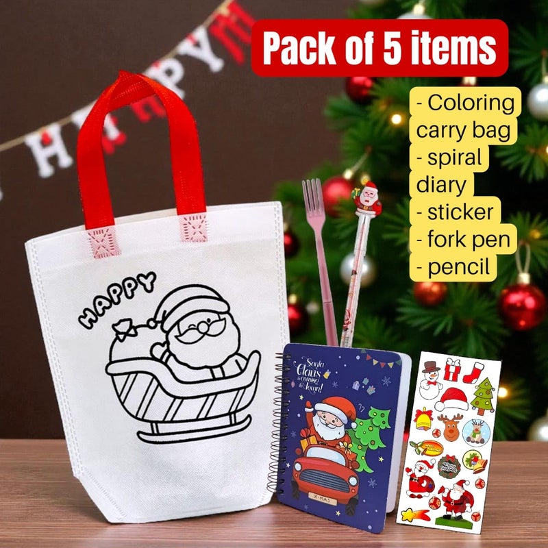 AMYCAUR Merry Christmas Stationery Combo Gift for Kid, Cute School Stationery Gift Combo, Secret Santa Party Return Gift for Kids Stationery Items, New Year Christmas Goody Gift Set (Pack of 5 Items) - Image 4