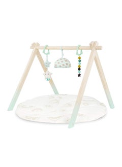 B. Toys B. Baby Wooden Baby Play Gym Activity Mat Starry Sky 3 Hanging Sensory Toys Natural Wood Babies, Infants  - Image 1