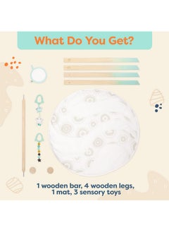 B. Toys B. Baby Wooden Baby Play Gym Activity Mat Starry Sky 3 Hanging Sensory Toys Natural Wood Babies, Infants  - Image 4