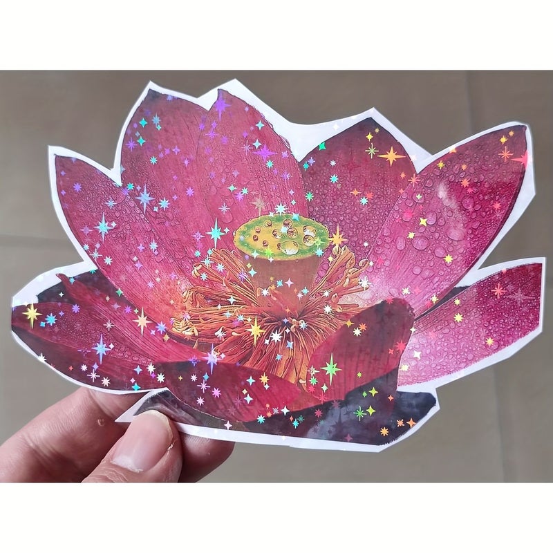 50 Sheets Measuring 2.9 by 4.1 Inches Holographic Glitter Stars Cold Lamination Adhesive Backing - Image 5