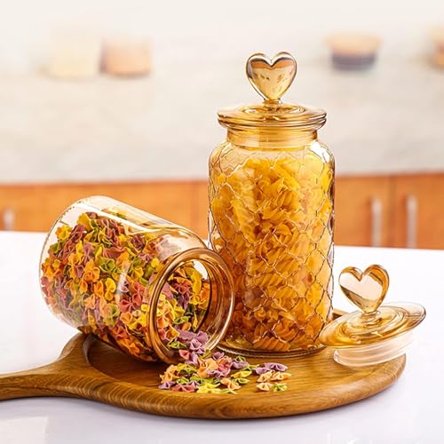 MARTVIA Glass Food Storage Jars with Bamboo Lids 950ml Set of 6, Wide Mouth Lid Jar for Home Kitchen,Flour, Sugar, Coffee, Pasta, Oats, Grains, Cookies, Snacks (Barell 950 ML Jar, SET OF 6) - Image 4