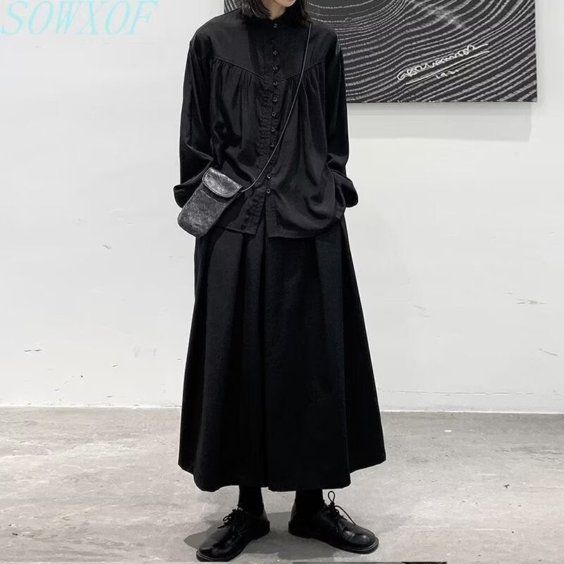Yohji Yamamoto Dark-Style Loose Wide-Leg Pants For Women And Men Neutral Design Casual Pants For Couple Trendy Culottes - Image 1