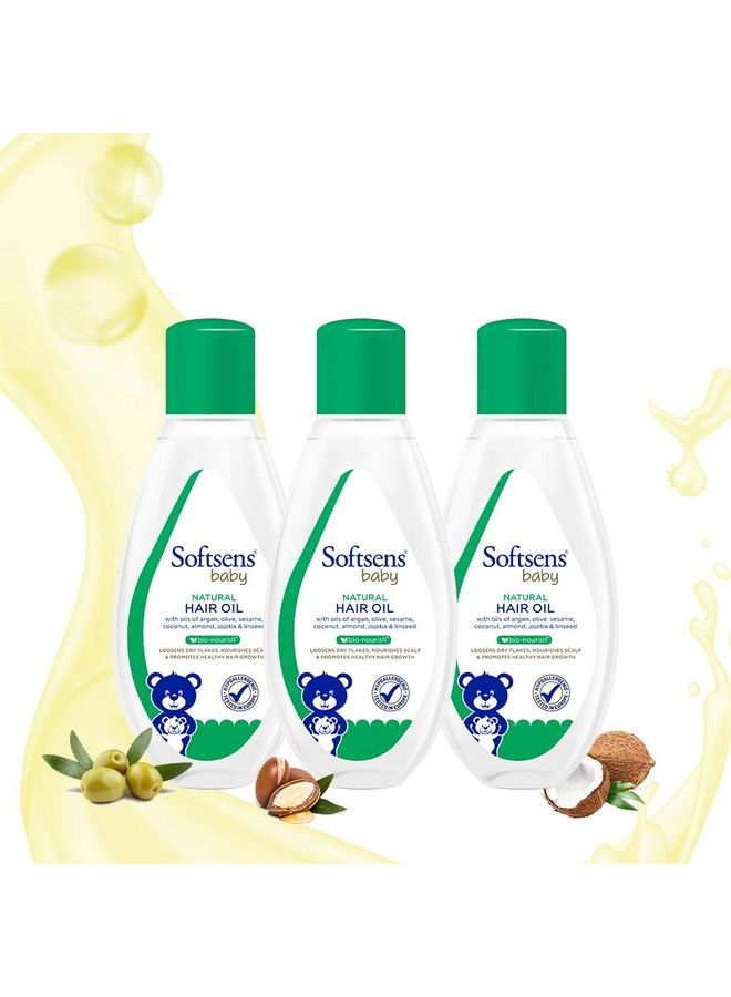 Softsens Baby Natural Hair Oil ; Enriched With Natural Oils Of Argan ; Free From Parabens Sulfates And Harmful Chemicals (Pack Of 3) - Image 1