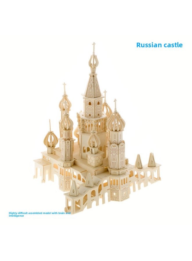 St. Petersburg High Difficulty Wooden Three-Dimensional Puzzle Wooden Diy Cabin Villa Adult Simulation Building Toy-Color:Recommended Tengwang Pavilion - Image 3