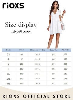 RIOXS Women Mini Dress, V-Neck Sleeveless Dress with Back Zipper, Lace Up Smocking Ruffle Short Slip Dress, Elegant Summer Dress, Suitable for Beach Vacation, Party, Swimpool and Daily Life  - Image 4
