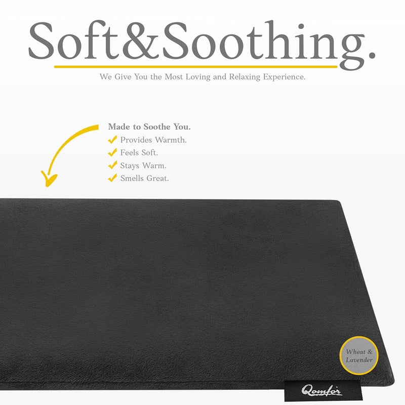 Qomfor Microwave Heating Pad - Large Heat Pack Microwavable - Lavender Aromatherapy - Heated Neck Wrap for Shoulders & Neck Pain Relief  Period Cramps  Back & Joint - Reusable (Black) - Image 3