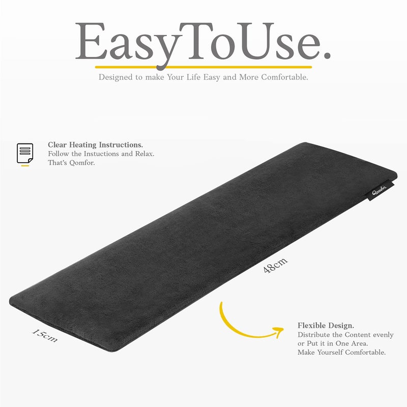 Qomfor Microwave Heating Pad - Large Heat Pack Microwavable - Lavender Aromatherapy - Heated Neck Wrap for Shoulders & Neck Pain Relief  Period Cramps  Back & Joint - Reusable (Black) - Image 4