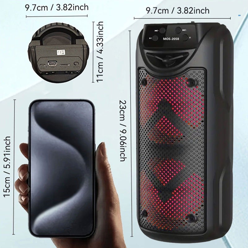 1 Portable Wireless Outdoor Speaker Mini Compact with Colorful Lights 1200mAh USB Type C TF Card Support Black for Party Camping Sports Indoor Dance - Image 2