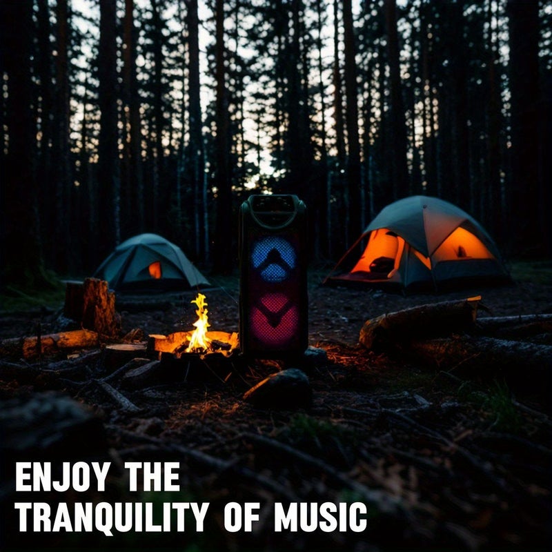 1 Portable Wireless Outdoor Speaker Mini Compact with Colorful Lights 1200mAh USB Type C TF Card Support Black for Party Camping Sports Indoor Dance - Image 5
