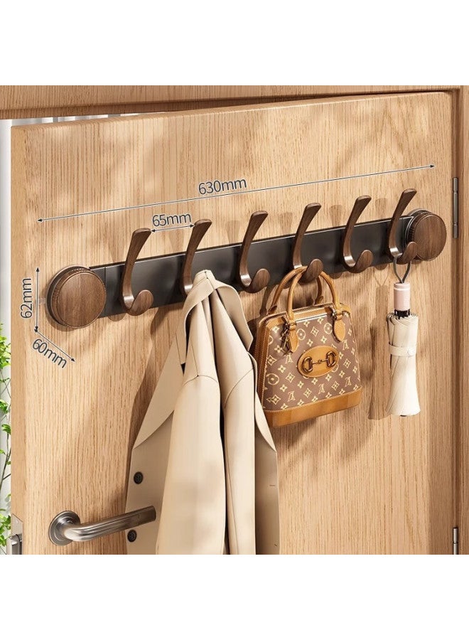 Muya Walnut Wood Suction Cup Door Hook, No Drilling Required, Strong Adhesive Wall-mounted Rack, Clothes Hooks, Hat Storage Organizer Shelf