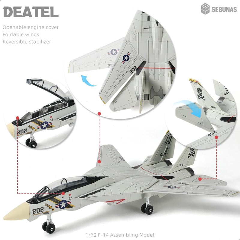 SEBUNAS F-14 Tomcat 3D Quick Build Model Kit â€“ Fighter Jet Aircraft Puzzle, Precision DIY Military Aircraft Building Kit for Adults, Collectible Display Aviation Hobby, STEM Engineering Gift - Image 3