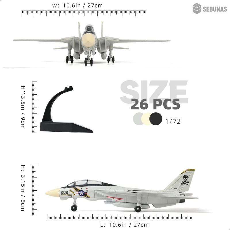 SEBUNAS F-14 Tomcat 3D Quick Build Model Kit â€“ Fighter Jet Aircraft Puzzle, Precision DIY Military Aircraft Building Kit for Adults, Collectible Display Aviation Hobby, STEM Engineering Gift - Image 2